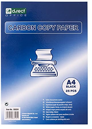 D.RECT - Lot de 25 feuilles de papier carbone - Encre noire - Format A4