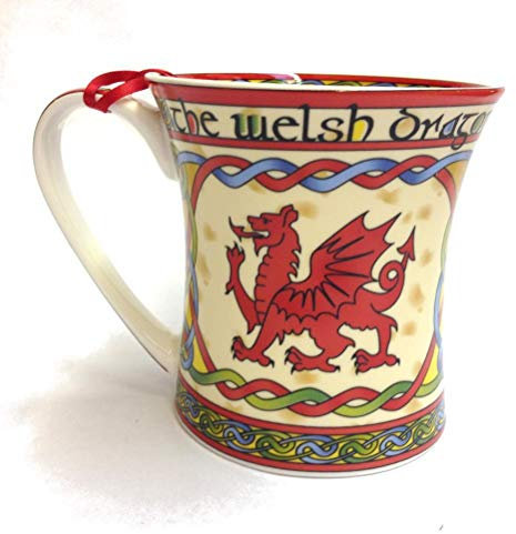 Walisischer Drache Cymru Keramikbecher Keramik Becher | Welsh Tasse aus New Bone China | 370 ml Porzellantasse von Royal Tara