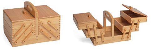 Medium Light Holz Nähkästchen, 3 Etagen