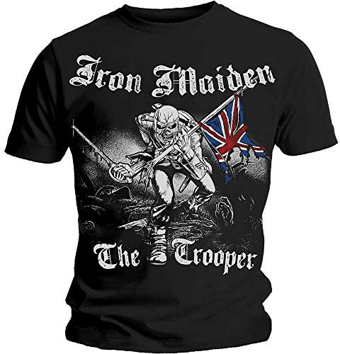 Iron Maiden Men's Sketched Trooper Regular Fit Round Collar Short Sleeve T-Shirt, Black, XX-Large