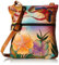 Anuschka Anna by Damen Schultertasche aus echtem Leder – handbemalt, Original-Kunstwerk außen, Antiker Hibiskus