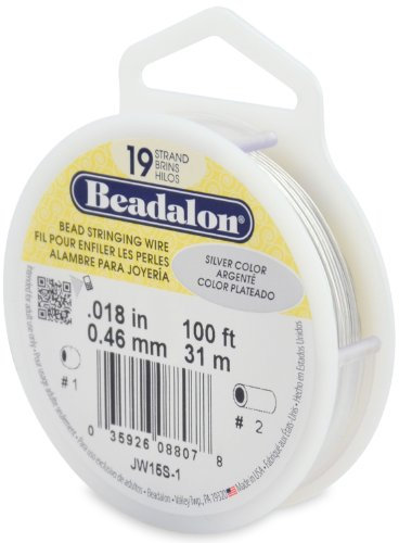 Beadalon 31 m Reel 0.46 mm Diameter 19 Strand Wire, Silver