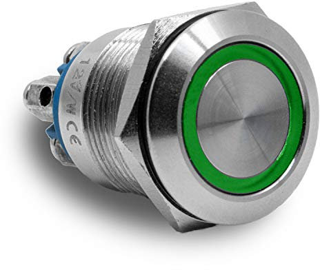 LED Taster mit Schraubkontakten (Grün) Bohrung 19 mm Klingeltas Klingelplatte Klingel Klingelschild