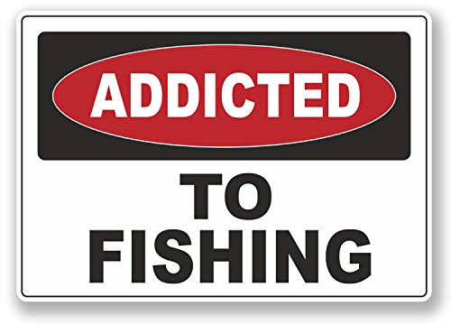 Vinyl-Aufkleber #6533 mit Aufschrift Addicted to Fishing, 10 cm breit x 7 cm hoch, 2 Stück