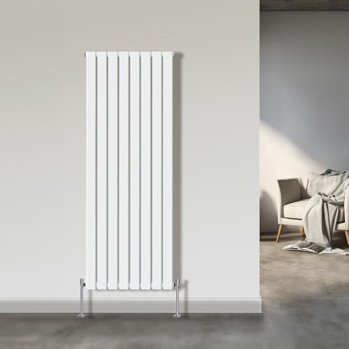 NRG 1800x544mm Single Flat Panel Vertical Radiator White | Central Heating Rad, Tall Radiator, Mild Steel, Radiator Wall Mounted, Single Panel, for Bathroom, Kitchen, Hallway, Bedroom