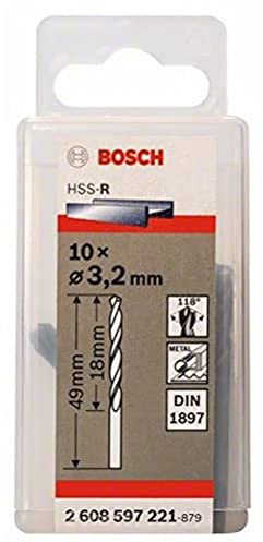 Bosch Pro Karosseriebohrer HSS-R rollgewalzt (10 Stück, Ø 3,2 mm)