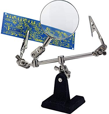 Donau Elektronik HH2 Helping Hand mit LED-Licht mit Lupe, Mehrfarbig