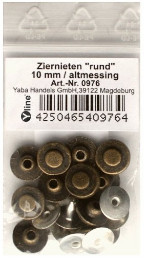 10 Ziernieten altmessing, Metallnieten Zier-, Schmuck-, Leder-. Metall- Niet Nieten, 0976