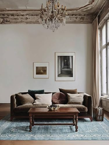 RugVista Jacinda Teppich, 300 x 400 cm, Hell Blau | Orientalische, Rechteckig, Mittlerer Stapel, Nur chemische Reinigung, Oeko-Tex 100, Wohnzimmer, Esszimmer, Schlafzimmer