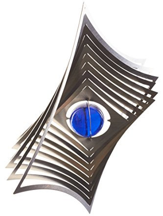 A2004 - steel4you SKARAT hochwertiges 3D Windspiel aus Edelstahl mit Glasperle - Raute 19cm x 19cm - Made in Germany