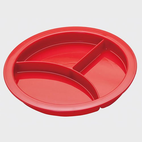 Complete Care Shop Red Portion Plate, Melamine, Solid Color, Round, Flat Rim, Smooth Finish, Microwaveable, Dishwasher Safe, Dishware Plate