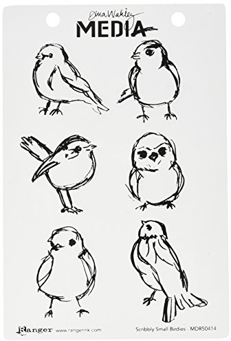 Ranger Dina Wakley Media Cling Stamps 6X9, Scribbly Small Birdies