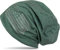 styleBREAKER Beanie Mütze USA Flaggen Design mit Strass-Applikationen, Unisex, Jersey leicht Übergang Frühling Herbst, Farbe:Grün meliert