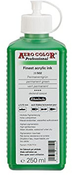Schmincke - AERO COLOR® Professional, Vert permanent 250 ml, 28502027, peinture acrylique fluide, riche en couleur pour la peinture acrylique, l'aérographie, les techniques mixtes et l'encre acrylique.