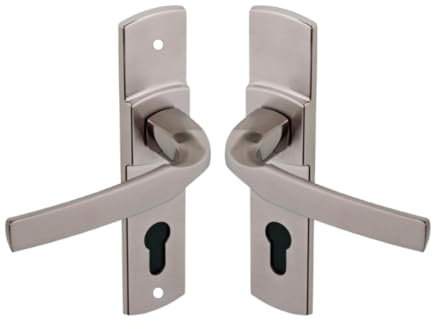 Vachette Ensemble de Poignée de Porte sur Plaque ARTIS - Version Bec de Cane pour Porte de Cuisine, Salon - Entraxe 165 mm - Matériau Zamak Résistant - Garantie 10 Ans - Finition Platine
