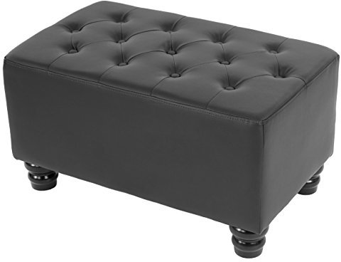 Mendler Luxus Ottomane Sitzhocker Chesterfield 41x75x46cm Kunstleder - runde Füße, schwarz