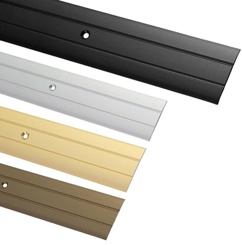 Gedotec Übergangsprofil zum Schrauben Alu Schwarz 100 cm | Länge 1 m Breite 37 mm | 1 Stk Übergangsschiene für Fußböden - Aluminium Boden-Leiste | Übergangsleiste gelocht | Bodenprofil für Türschwelle