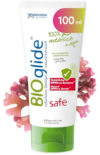 JOYDIVISION Bioglide Safe Gleitgel mit Carrageen 100 ml I Gleitmittel 100% Natürlich & Vegan I Wasserbasiertes I Bio für Latexkondome geeignet I Lube water based