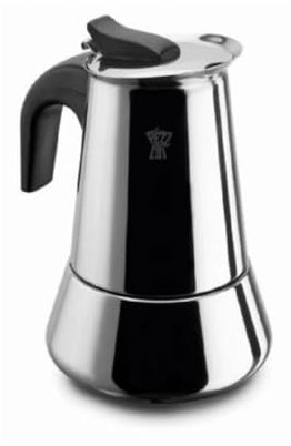 Pezzetti Moka 4 Tazze Induzione Steelexpress Caffettiera, Acciaio Inossidabile, Argento
