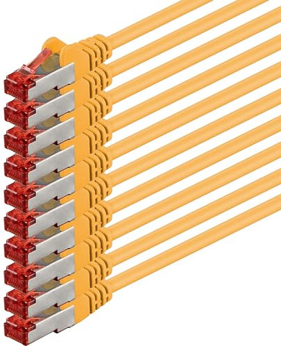 1aTTack 10x 0,25m - Câble patch câble réseau Cat 6 Cat6 RJ45 SFTP - jaune