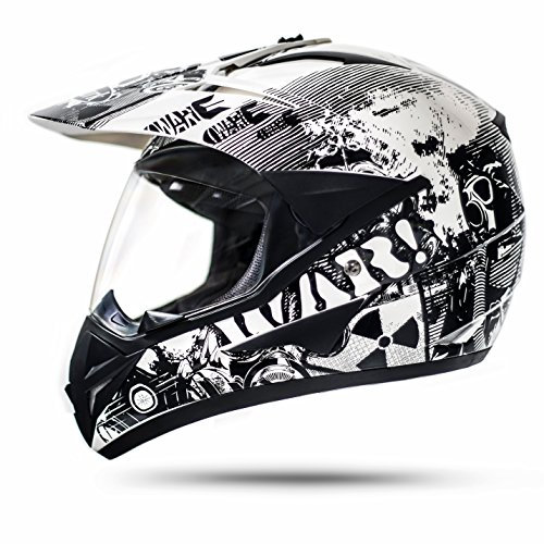 GS War Weiß Crosshelm mit Visier für Quad ATV Enduro Motorradhelm ECE 2205 Größe: M 57-58cm