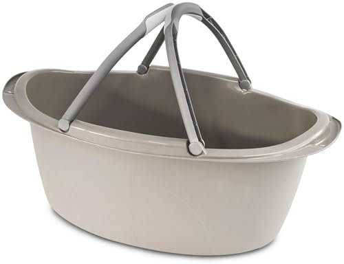 Eimer - Oval - 25 Liter - 60x40x23 cm - PP - Polypropylen - Stapelbar - Mit 2 Henkeln - Waschbecken, Einkaufskorb, Behälter, Aufbewahrung, Spülschüssel, Wassereimer, Eimer, Wäschekorb
