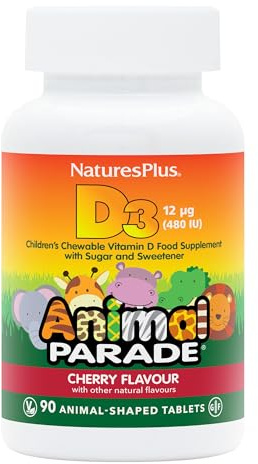 Natures Plus Sugar Free Animal Parade Vitamin D3 500IU KauTablettetens (Natural Black Cherry Flavour) 90