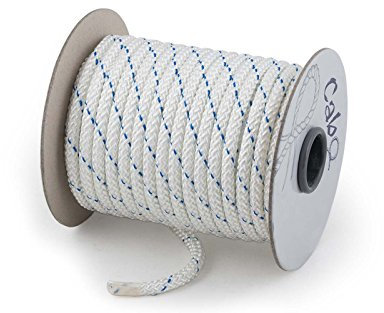 wellenshop Festmacher-Leine Ø8 mm Länge 40m Weiß Polyester PES Tauwerk Tau Polyesterleine Seil Anlegeleine Anlegeseil