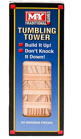 M.Y Traditional Tumbling Tower Game with 48 Wooden Pieces | Family Games | Adults & Kids
