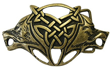 Dark Dreams Gothic Mittelalter LARP Kelten Buckle Schnalle für Gürtel keltische Wölfe altmessing