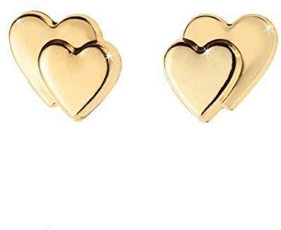 9ct gold double heart Valentine's stud earrings. Novelty pink heart gift box/ 2021 Lockdown Valentine's Day Gift for Her Girlfriend Wife