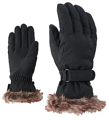 Ziener Damen KIM lady glove Ski-handschuhe / Wintersport |warm, atmungsaktiv, schwarz (black-stru), 6.5