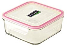 Glasslock 490ml luftdichte quadratische Frischhaltedose aus gehärtetem Glas mit Clip-Deckel, geeignet für Mikrowelle Spülmaschine Tiefkühler BPA frei Lebensmittelbehälter Vorratsdose Meal Prep