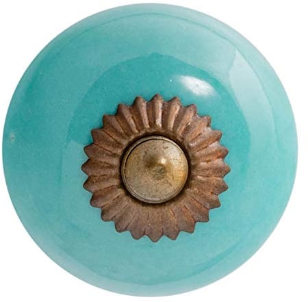 Nicola Spring Round Ceramic Cabinet Knobs - Turquoise - Pack of 6