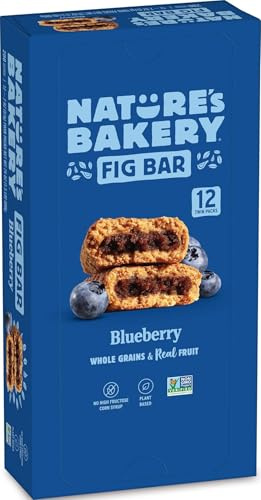 Nature's Bakery Whole Wheat Fig Bars, Blueberry, Real Fruit, Vegan, Non-GMO, Snack bar, Twin packs- 12 count