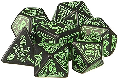 Q-Workshop CTH21 - Cthulhu Würfelset Schwarz & Grün (7 Stück)