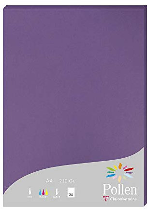 Clairefontaine 24216C Packung mit 25 Karten Pollen 210g, DIN A4, 21 x 29,7cm, Violett