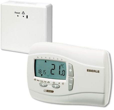 Eberle Thermostat UTQ Festanschluss Funk-Set Weiß Elektroheizung Einzelraumheizung Modern Oberflächenmontage Selbstlernende Heizkurve Urlaubs- und Partyfunktion