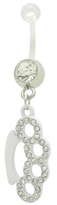 bodyjewelry Flexible PTFE Dangle Schlagring Bauch Ring mit Cz-Edelsteine