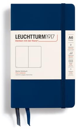 LEUCHTTURM1917 342920 Notizbuch Pocket (A6), Hardcover, 187 nummerierte Seiten, Marine, blanko