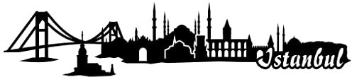 Samunshi® Wandtattoo Istanbul Skyline Wandaufkleber schwarz 30x6,3cm