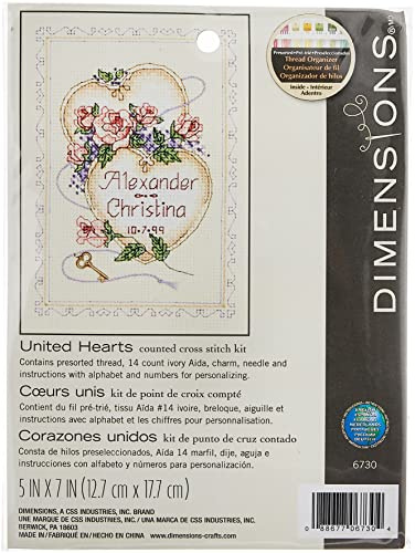 Dimensions D06730 Mini gezählte X Stitch, Mi/Rec, vereinte Herzen