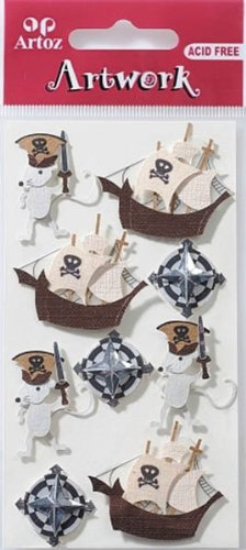Artoz Artwork 3D Motiv-Sticker 185580-19,Piraten, Motive: Segelschiff, Maus, Kompass, Handmade(1)