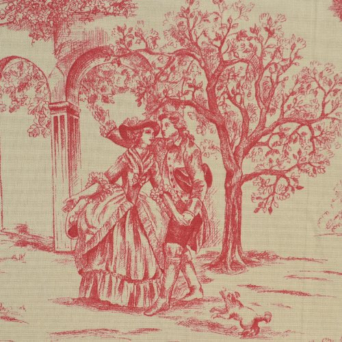 Toile de Jouy Stoff | Aimee | 100% Baumwolle | Direkt aus Frankreich | Stoffbreite: 140cm (1 meter) (Rot)