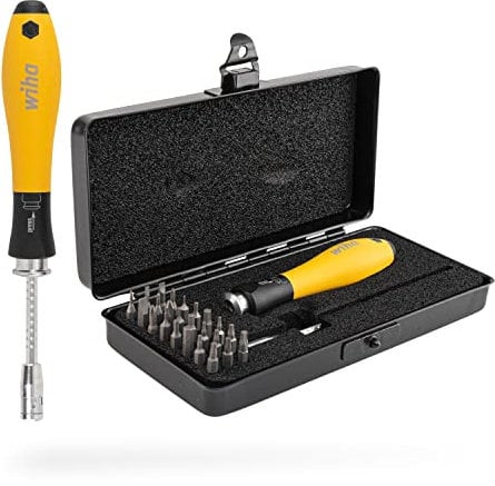 Wiha Schraubendreher mit Wechselklingen Set ESD SYSTEM 4 (33848), 27 tlg. für tiefliegende Schrauben, Schlitz/Kreuz/TORX/Sechskant inkl. Box