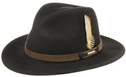Stetson Sardis Traveller Hat Wool Felt Water-Repellent Crushable Leather Band Made in USA Brown