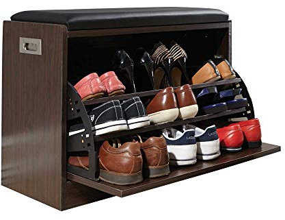 Easylife | Shoe Ottoman bench | Easy to Use, Self-Assembly, Space Saving, Wide 2 Tier Storage Shelf to fill all types of Shoes | Top cushion providing comfortable sitting | H49xW65xD30cm | Store Up To