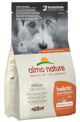 Almo Nature Holistic Maintenance XS-S, Trockenfutter per Cani Adulti mit Frischer Lachs | Packung mit 400 g