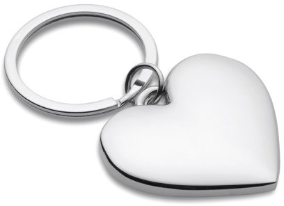 eBuyGB 12653 Chrome Love Heart Keyring, 6 cm, Silver