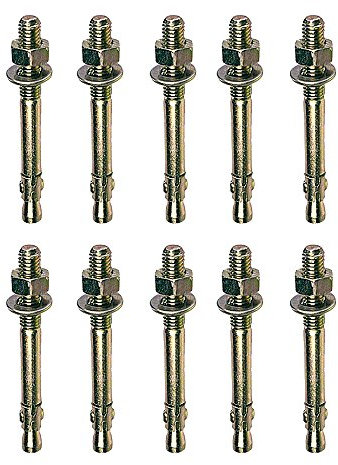 M12 x 120mm Through Bolt Wall Anchor Bolts - 10 Pack